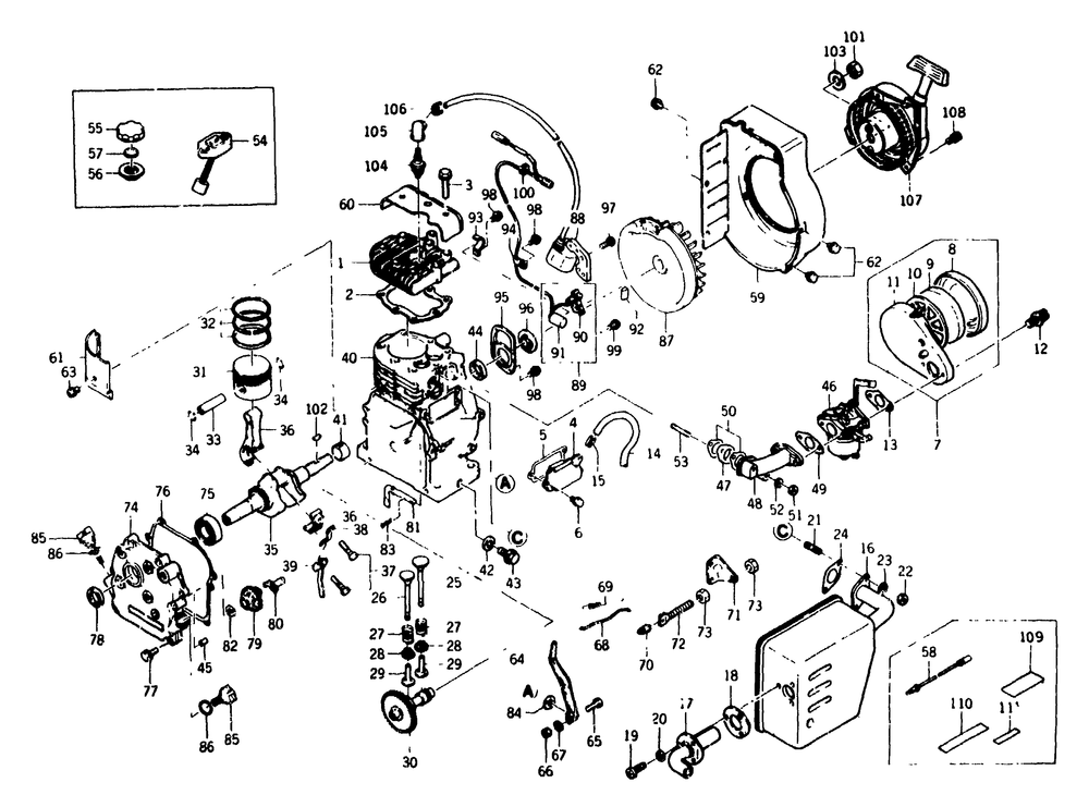 Kawasaki 4-Cycle Engine Model Nbr. Fa130 Diagram and Parts List for 8835-0-G1600  Briggs and Stratton Generator